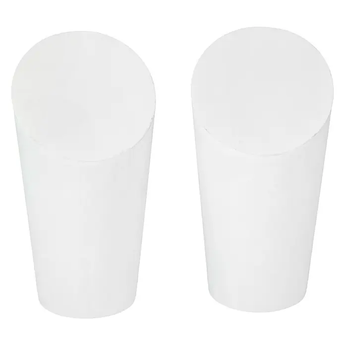 Expo Ambiente Endstück Rag - Weiß, Geeignet für: Gardinenstangen Ø 20 mm, 2 Stk. - Zwei weiße Pommes Frites-Halter aus Papier, ideal für Imbisse und Veranstaltungen, um Snacks stilvoll zu präsentieren.