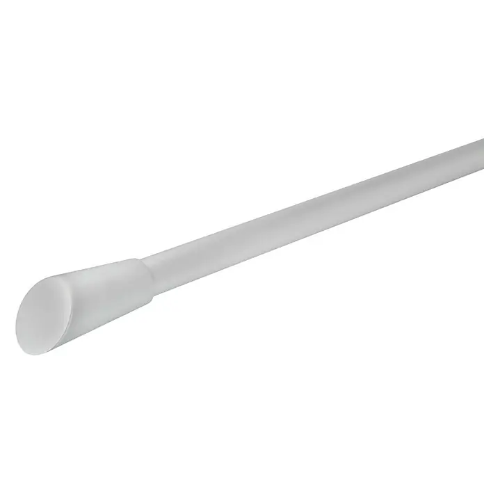 Expo Ambiente Endstück Rag - Aluminium, Geeignet für: Gardinenstangen Ø 20 mm, 2 Stk. - Abgebildet ist ein weißer Make-up-Pinsel mit einem konischen Pinselkopf und einem schlanken Griff, ideal für präzises Auftragen von Kosmetika.