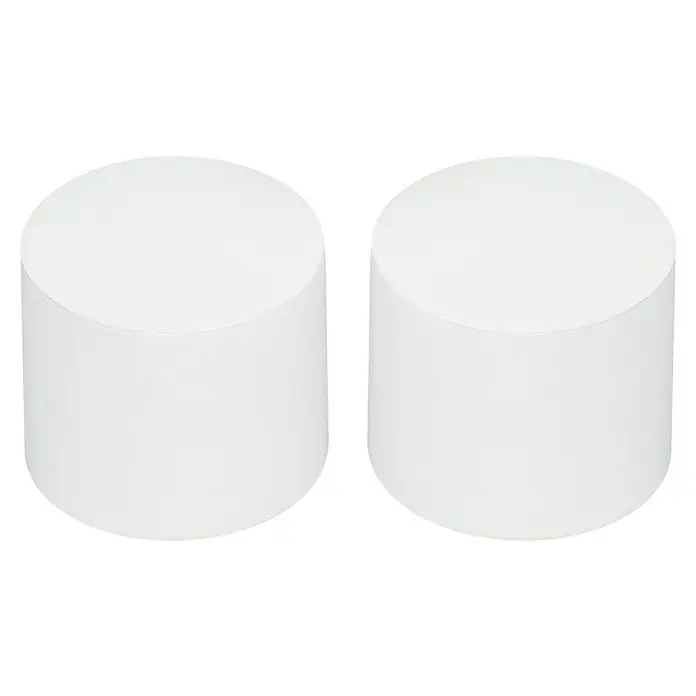 Expo Ambiente Endstück Cap - Weiß, Geeignet für: Gardinenstangen Ø 20 mm, 2 Stk. - Zwei weiße, zylindrische Produkte, ideal für minimalistische Präsentationen oder als moderne Dekorationselemente.