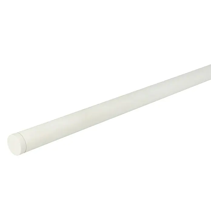 Expo Ambiente Endstück Match - Elfenbein, Geeignet für: Gardinenstangen Ø 20 mm, 2 Stk. - Eine weiße, zylindrische LED-Röhre, die sich diagonal über einen schwarzen Hintergrund erstreckt.