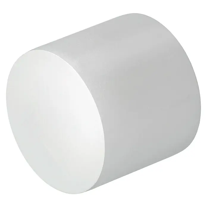 Expo Ambiente Endstück Cap - Aluminium, Geeignet für: Gardinenstangen Ø 20 mm, 2 Stk. - Weiße zylindrische Form vor schwarzem Hintergrund, minimalistisch und sauber. Ideal für Präsentationen oder Designprojekte.