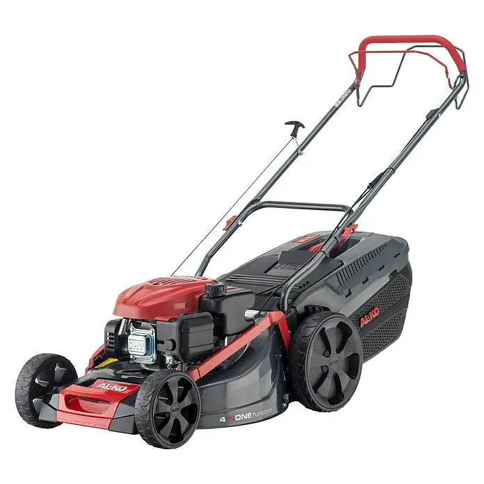 AL-KO Comfort Benzin-Rasenmäher 51.0 SP-A - 2,1 kW, 139 cm³, Schnittbreite: 51 cm - Abbildung eines AL-KO Benzinrasenmähers mit rotem Griff und schwarzem Gehäuse.