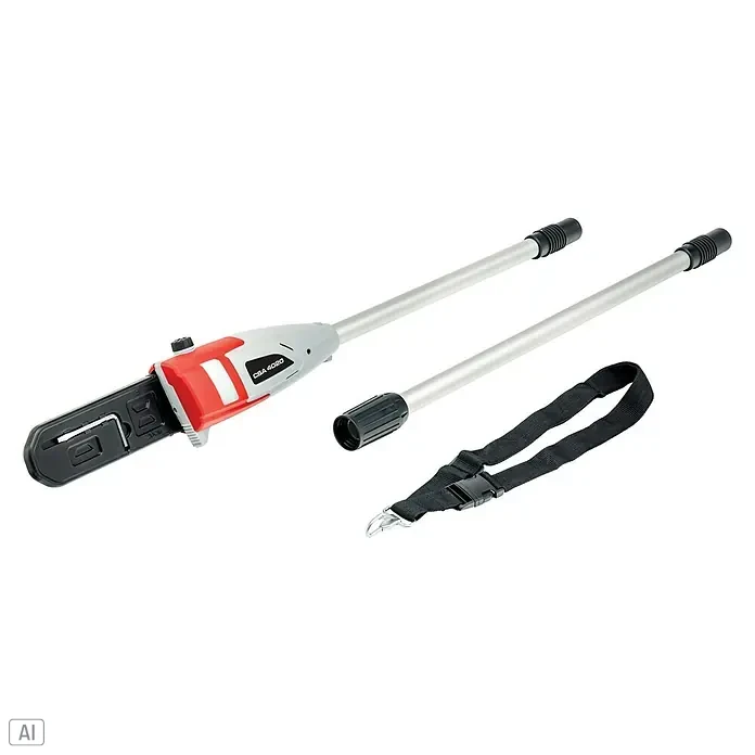 AL-KO 36V Hochentaster-Aufsatz CSA 4020 - Passend für: Multitool MT40 - Bild einer Akku-Astsäge mit Verlängerungsstiel und Tragegurt für bequemes und sicheres Arbeiten im Garten.