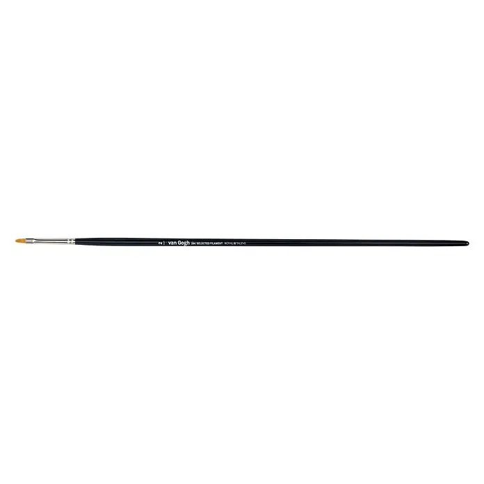 Talens Van Gogh Pincel plano O/A tipo 294 - Tamaño pincel: N.2/0, Fibra sintética, Madera - Primer plano de un pincel plano Van Gogh tamaño 2 con cerdas sintéticas, ideal para líneas finas y detalles en la pintura.