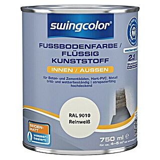 swingcolor 2in1 Flüssigkunststoff / Fußbodenfarbe RAL 9010 (Reinweiß, 750 ml, Seidenmatt)