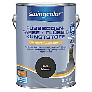 swingcolor 2in1 Flüssigkunststoff / Fußbodenfarbe (Schwarz, 2,5 l, Seidenmatt)