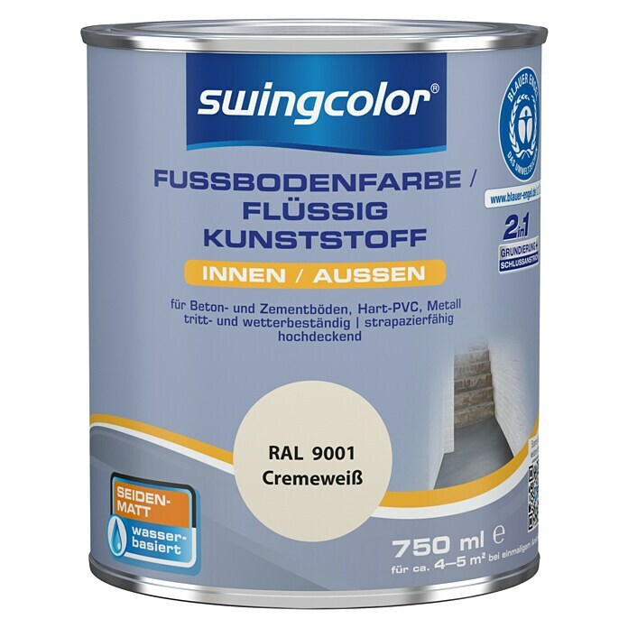 swingcolor Fussbodenfarbe/ Flüssigkunststoff 2in1 RAL 9001