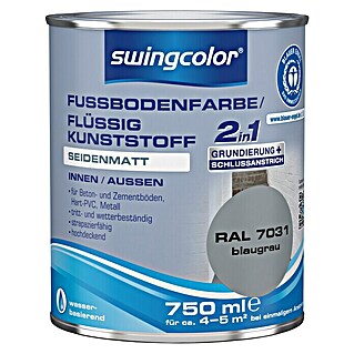 swingcolor 2in1 Flüssigkunststoff / Fußbodenfarbe RAL 7031 (Blaugrau, 750 ml, Seidenmatt)