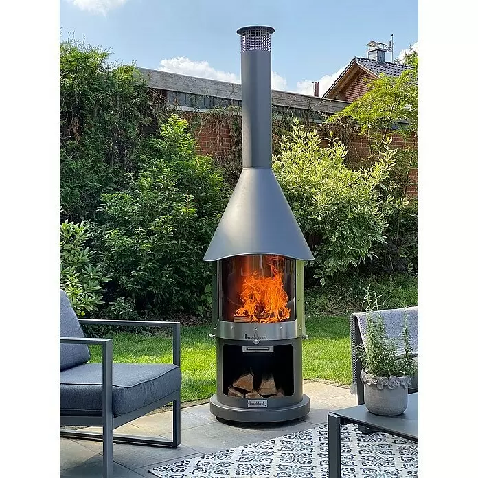 Buschbeck Grillkamin Melbourne - Edelstahl, Hellgrau - Stimmungsaufnahme
