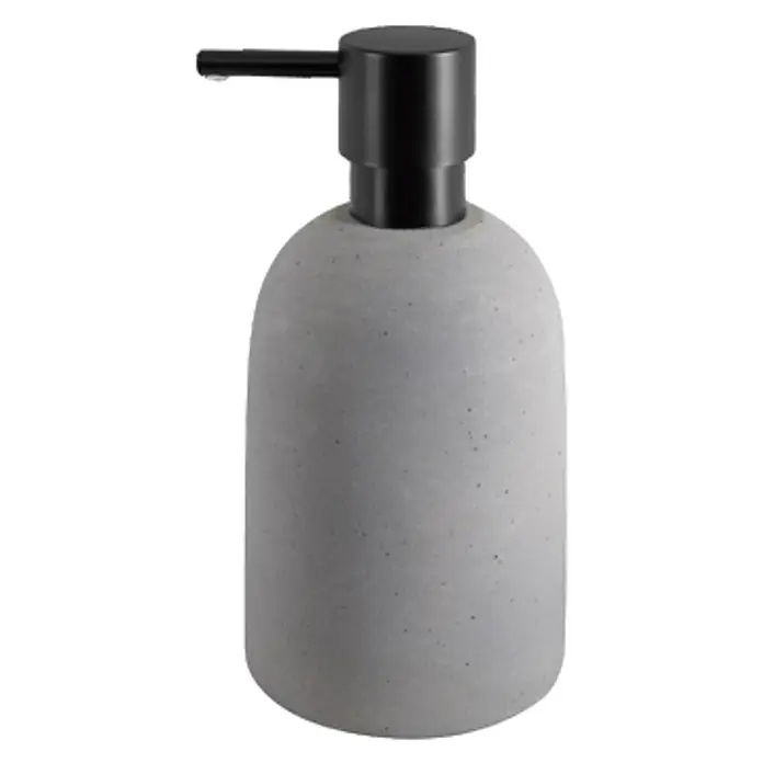 Spirella Gemma Dispensador de jabón - L x An x Al: 87 x 87 x 175 cm, Cerámica, Gris - Dispensador de jabón adicional de hormigón gris con un elegante cabezal de bomba negro. Ideal para baños y cocinas modernos.