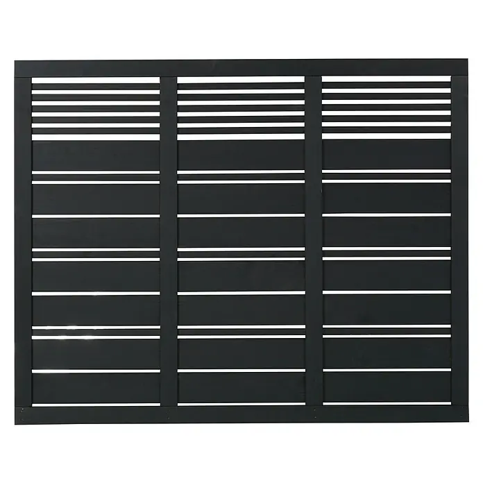 Plus Sichtschutzelement Silence - 176 x 140 cm, Holz, Schwarz - Eine moderne, anthrazitfarbene Sichtschutzwand aus Lamellen. Sie bietet Privatsphäre und wertet den Außenbereich optisch auf.