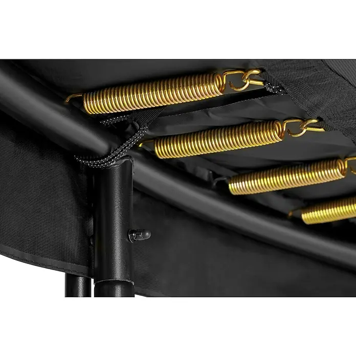 Salta Trampolin Premium Black Edition - Durchmesser: 366 cm, Schwarz - Detailansicht der Sprungfedern eines Trampolins, die für sicheren und hohen Sprungspaß sorgen. Die robusten Federn sind essenziell für die Sprungfunktion.