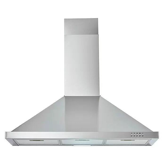 PKM Kaminhaube 9090-2H - Breite: 90 cm - Edelstahl-Dunstabzugshaube im Kamin-Stil mit Bedienelementen und Lichtern.