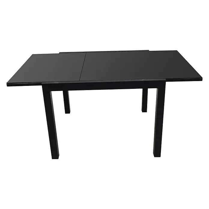 Sunfun Mesa de jardín extensible Luciana - L x An x Al: 90 x 90 x 75 cm, Aluminio, Negro, Extensible - Mesa de comedor negra con tablero extensible para más espacio. Elegante mueble para comedor o cocina.