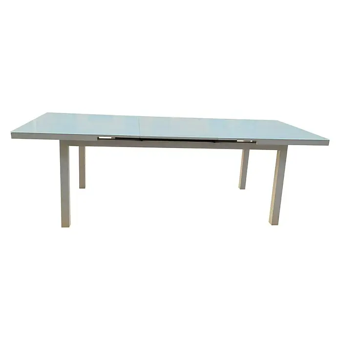 Sunfun Mesa de jardín extensible Luciana - L x An x Al: 180 x 100 x 76 cm, Aluminio, Blanco, Extensible - Elegante mesa de comedor extensible con una superficie lisa y patas robustas, ideal para espacios de comedor modernos.