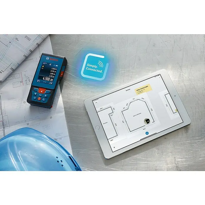 Bosch Professional Laserentfernungsmesser GLM 100-25 C - Messbereich: 0,08 - 100 m - Bosch GLM 50 C Profi Laser-Entfernungsmesser mit Bluetooth-Verbindung zum einfachen Übertragen von Messdaten auf ein Tablet.