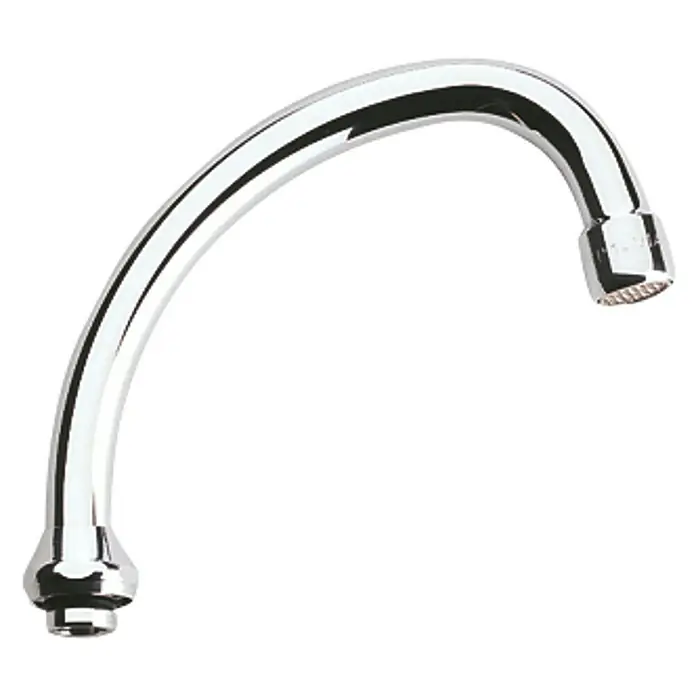Grohe Rohrauslauf - Chrom, Messing, Ausladung: 140 mm, Ohne Anschlag - Verchromter Wasserhahn mit gebogenem Auslauf und glänzender Oberfläche für Badezimmer oder Küche.