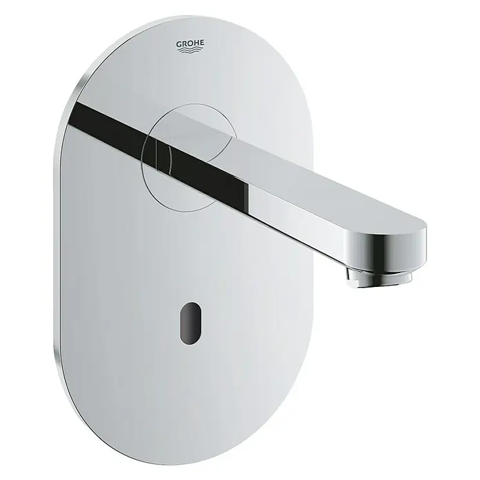 Grohe Euroeco Waschtischarmatur Cosmopolitan E Bluetooth - Wandmontage, Chrom, Glänzend, Ausladung Armatur: 172 mm - Elegante Grohe Essence E Waschtischarmatur mit Infrarotsensor. Die Armatur zeichnet sich durch ihr modernes Design und die berührungslose Bedienung aus.