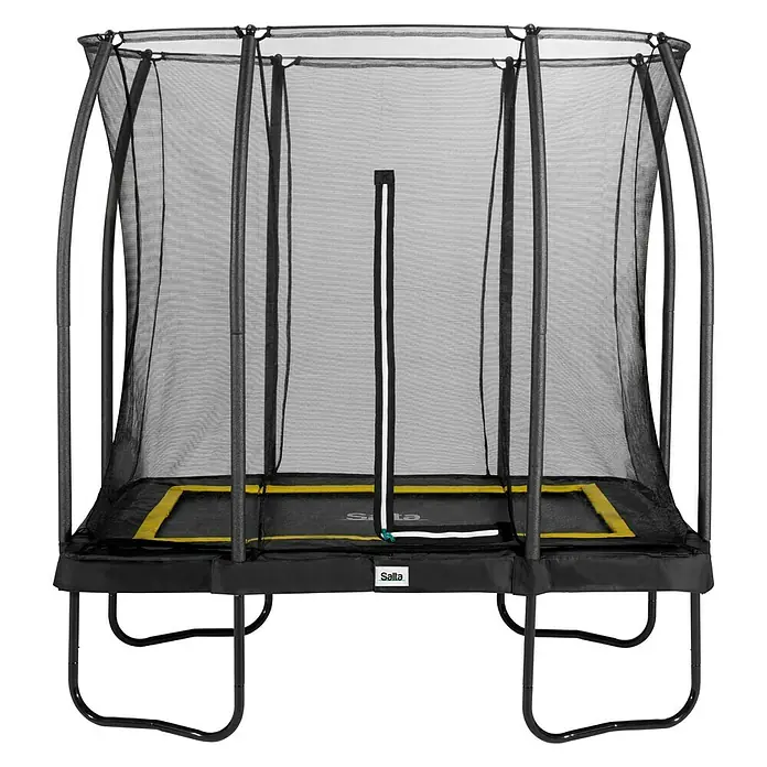 Salta Trampolin Comfort Edition - Schwarz, L x B: 153 x 214 cm - Ein rechteckiges Salta-Trampolin mit Sicherheitsnetz, das sich ideal für den Garten eignet. Sicheres Springen für Kinder und Erwachsene.