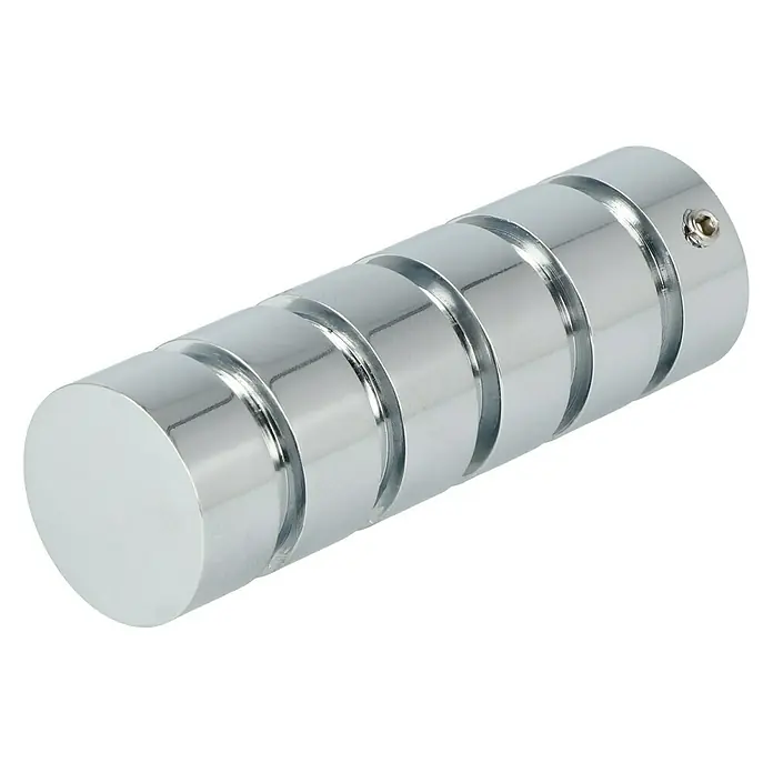 Expo Ambiente Endstück Rillcube - Chrom, Geeignet für: Gardinenstangen Ø 20 mm, 2 Stk. - Endstück für Vorhangstange mit Rillen, aus glänzendem Metall gefertigt und mit einer kleinen Schraube versehen.