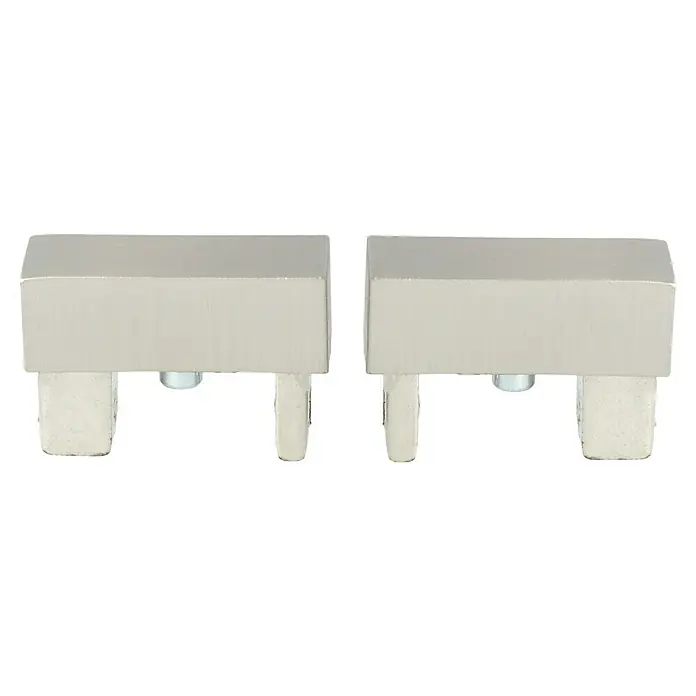 Expo Ambiente Endstück End - Edelstahloptik, Geeignet für: 32 x 11 mm Profil, 2 Stk. - Nahaufnahme von zwei silberfarbenen Cufflinks, die ein elegantes und schlichtes Design zeigen.\n