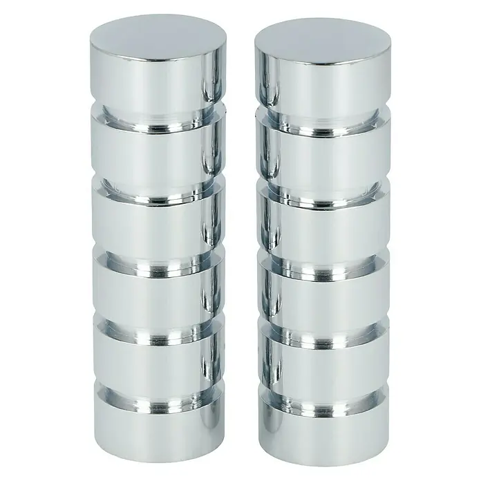 Expo Ambiente Endstück Rillcube - Chrom, Geeignet für: Gardinenstangen Ø 20 mm, 2 Stk. - Zwei verchromte Möbelknöpfe, modern und stilvoll, perfekt für Schubladen und Schränke. Sie verleihen jedem Möbelstück einen Hauch von Eleganz.