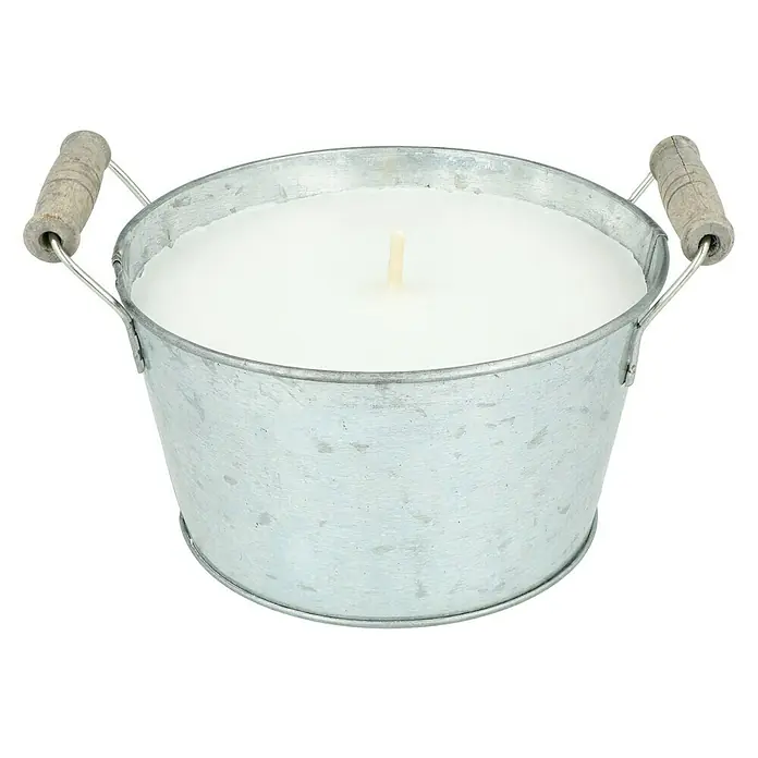 Outdoor-Kerze in ZinkschaleØ x H: 15 x 8,5 cm, Weiß