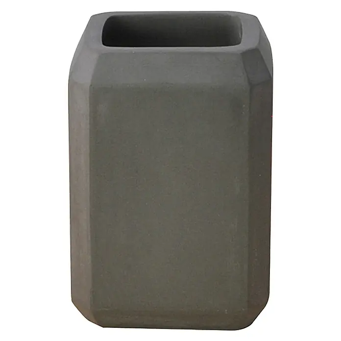Aquasanit Street Portacepillos - L x An x Al: 65 x 65 x 95 cm, Hormigón - Primer plano de un jarrón gris rectangular moderno con bordes redondeados, perfecto para arreglos florales elegantes y decoración del hogar.