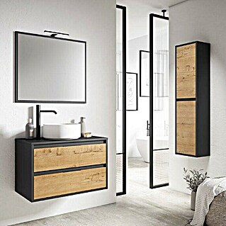 Mueble de lavabo Arlet (L x An x Al: 45 x 80 x 50 cm, Negro/Nogal, Mate)