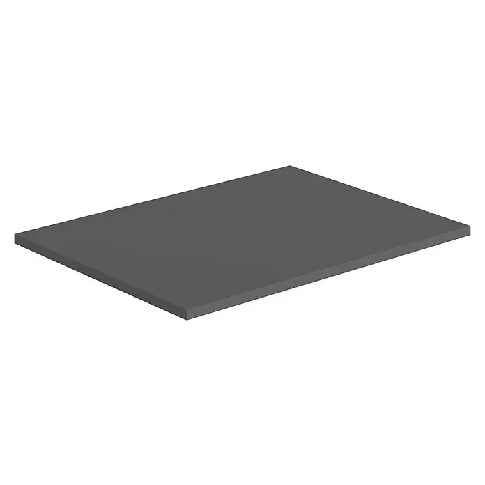 Artysan Encimera para lavabo Toja - 45,7 x 61 x 1,6 cm, Antracita - Primer plano de una losa rectangular gris simple que yace plana sobre una superficie oscura, mostrando una estética minimalista.