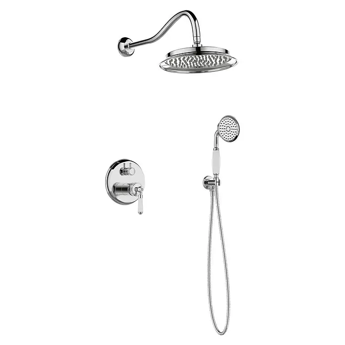 Rousseau Conjunto de ducha empotrado Wall Retro - Número de tipos de chorro: 1 ud., Cromo - Elegante juego de ducha con rociador y ducha de mano en cromo. Un atractivo para cualquier baño con un diseño moderno para una ducha relajante.