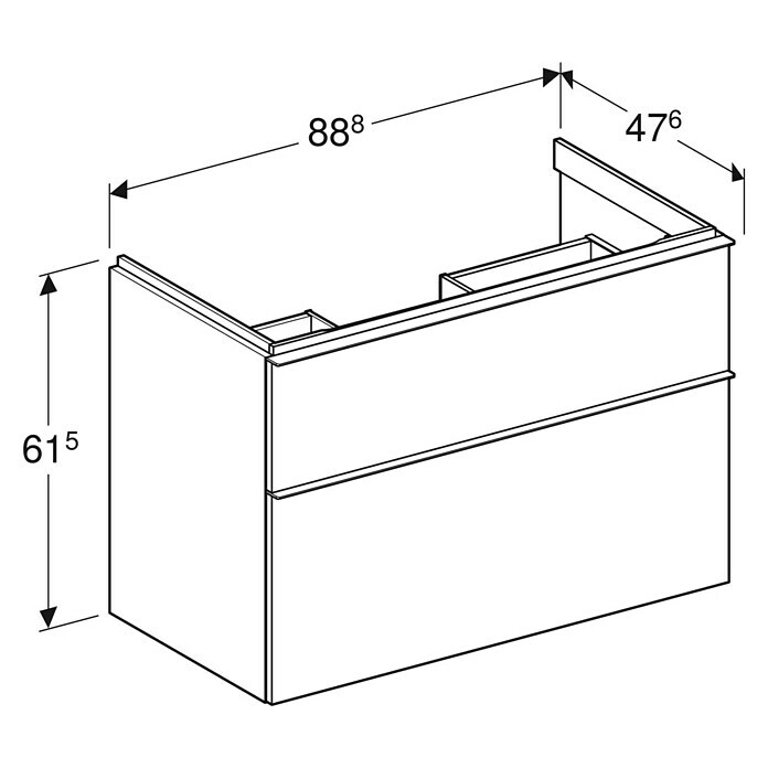 Geberit iCon Waschtischunterschrank (88,8 x 47,6 x 61,5 cm, Weiß, Hochglanz) | BAUHAUS