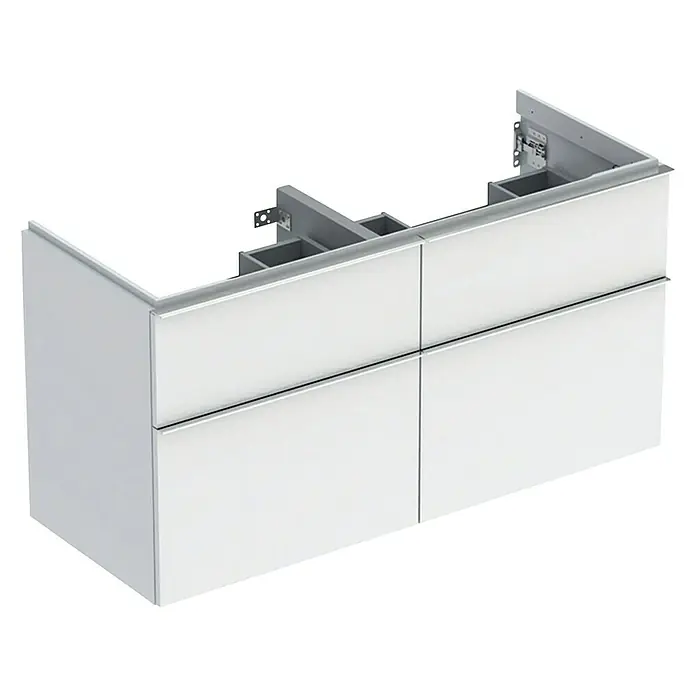 Geberit iCon Waschtischunterschrank - 118,4 x 47,6 x 61,5 cm, Weiß - Modernes, wandhängendes Badmöbel mit vier Schubladen und offenem Innenleben für Badezimmer.