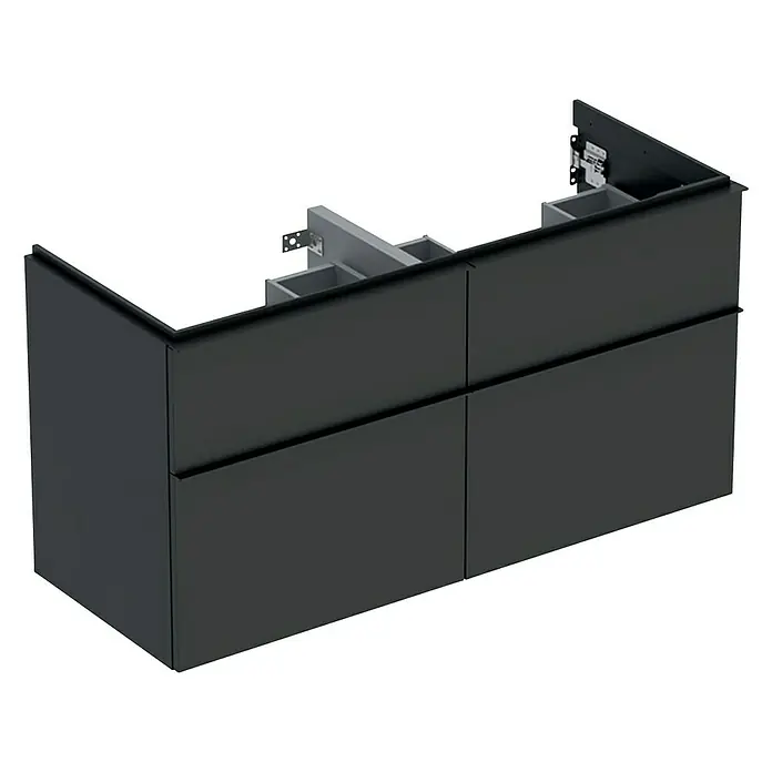 Geberit iCon Waschtischunterschrank - 118,4 x 47,6 x 61,5 cm, Lava - Dunkelgrauer Waschtischunterschrank mit vier Schubladen und minimalistischem Design für ein modernes Badezimmer. Praktisch und stilvoll.