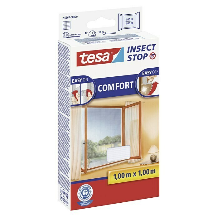 Tesa Insect Stop Insektenschutzgitter Comfort für Fenster (B x H: 100 x 100 cm, Weiß, Montage Insektengitter: Ankletten) | BAUHAUS