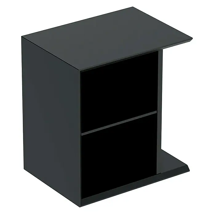 Geberit iCon Seitenschrank - 37 x 27,3 x 40 cm, Lava - Schwarzer Nachttisch mit zwei Fächern. Der Nachttisch ist schlicht und modern gestaltet und bietet praktischen Stauraum.