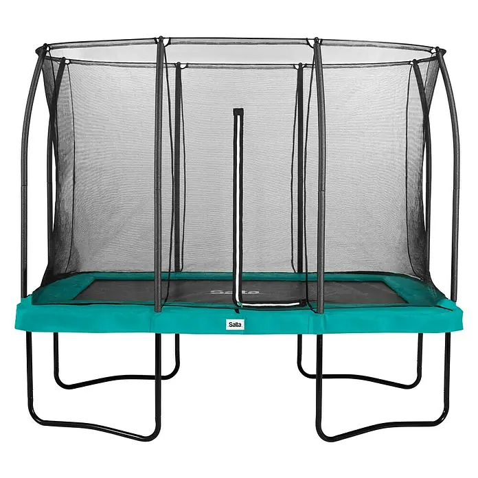 Salta Trampolin Comfort Edition - Grün, L x B: 214 x 305 cm - Ein rechteckiges Gartentrampolin mit Sicherheitsnetz für Kinder und Erwachsene, um Spaß und Bewegung im Freien zu genießen.