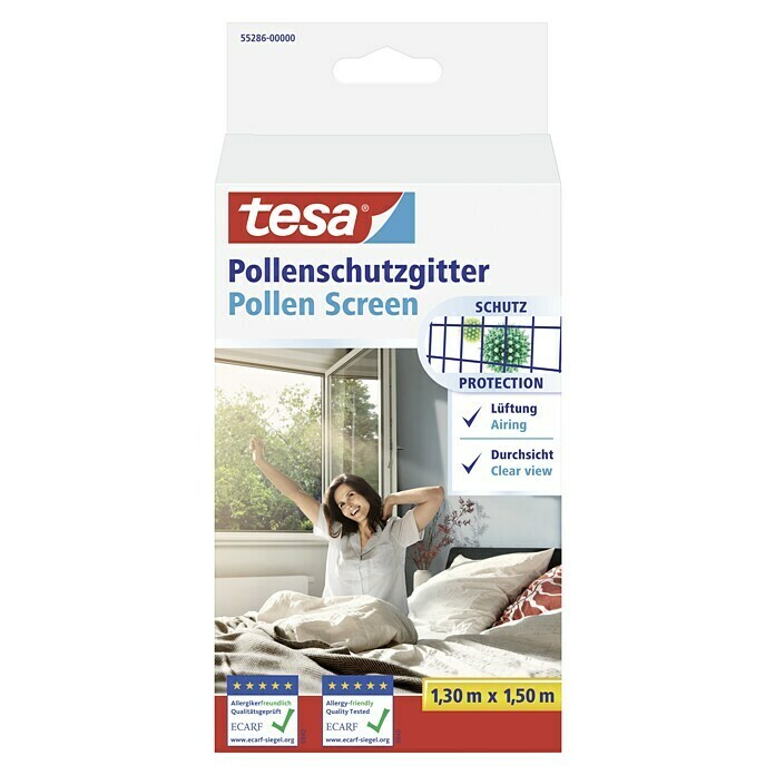 Tesa Insect Stop Pollenschutzgitter Pollen ProtectionFarbe Gewebe: Schwarz, B x L: 130 x 150 cm, Klettbefestigung Front View