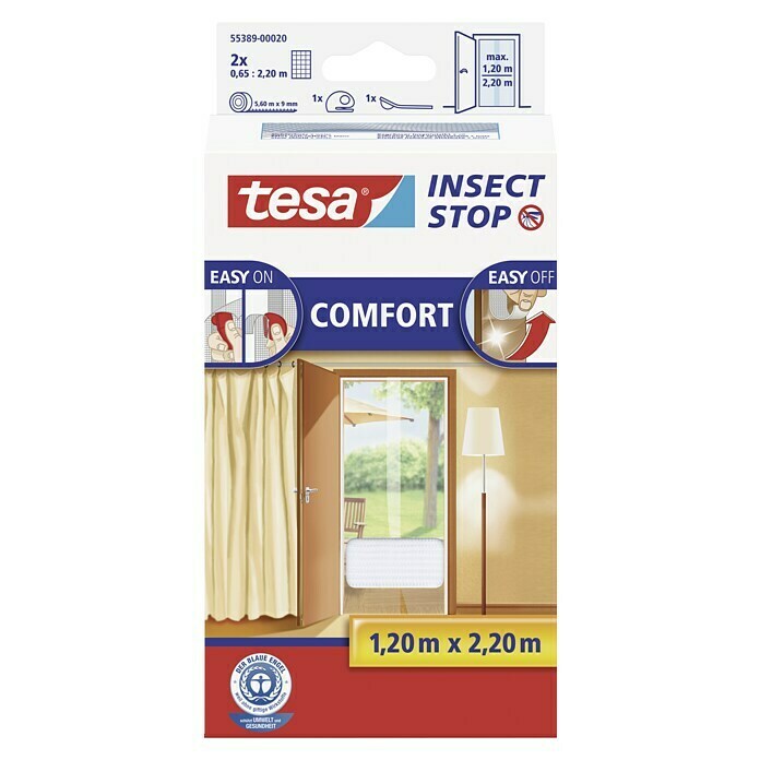 Tesa Insect Stop Insektenschutzgitter Comfort für Türen (B x H: 120 x 220 cm, Weiß, Montage Insektengitter: Ankletten) | BAUHAUS