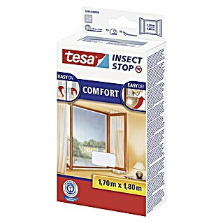Tesa Insect Stop Insektenschutzgitter Comfort für Fenster (L x B: 180 x 170 cm, Klettbefestigung, Weiß)