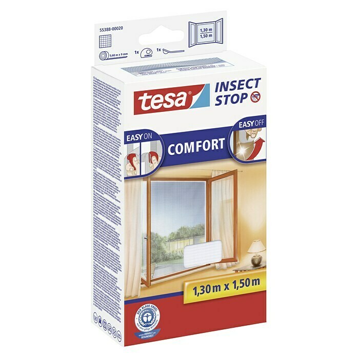 Tesa Insect Stop Insektenschutzgitter Comfort für Fenster (B x H: 130 x 150 cm, Weiß, Montage Insektengitter: Ankletten) | BAUHAUS