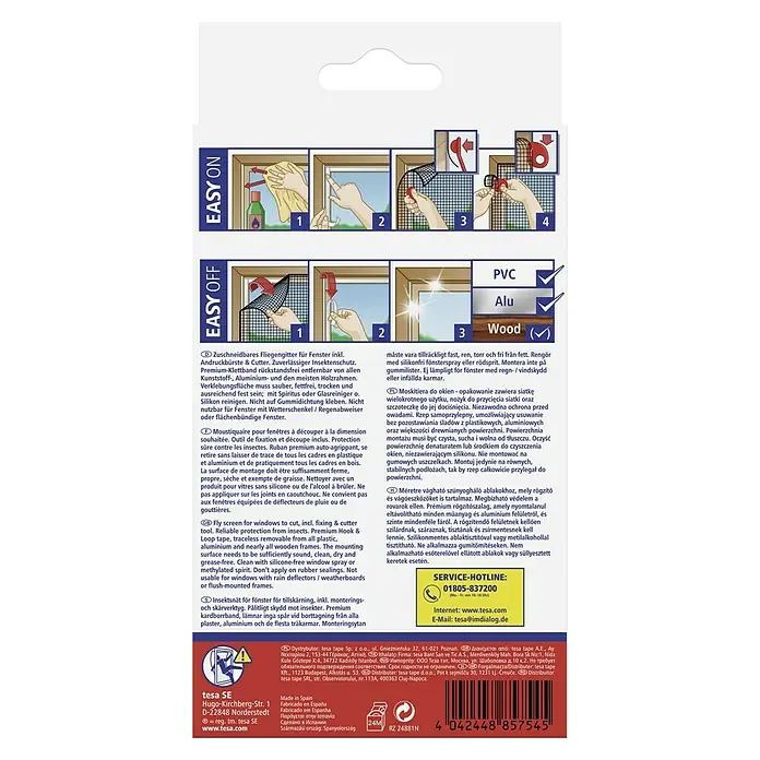 Tesa Insect Stop Fliegengitter-Set – COMFORT & STANDARD, Je 130x150 Cm, Selbstklebend