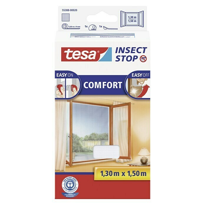 Tesa Insect Stop Insektenschutzgitter Comfort für Fenster (B x H: 130 x 150 cm, Weiß, Montage Insektengitter: Ankletten) | BAUHAUS