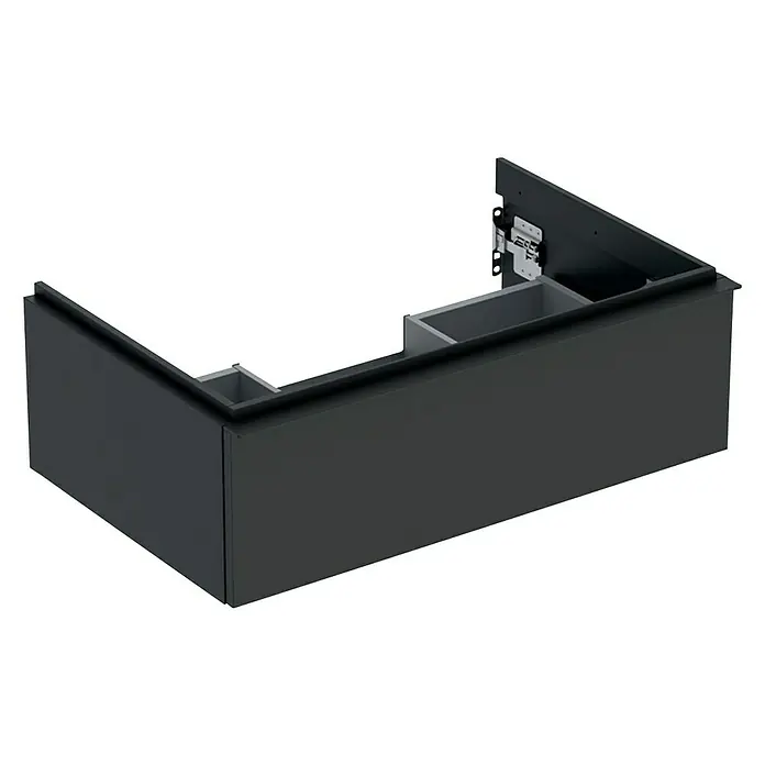 Geberit iCon Waschtischunterschrank - 74 x 47,6 x 24,7 cm, Lava - Schwarzer Waschtischunterschrank mit offenem Fach zur Installation im Badezimmer. Elegantes und modernes Design.