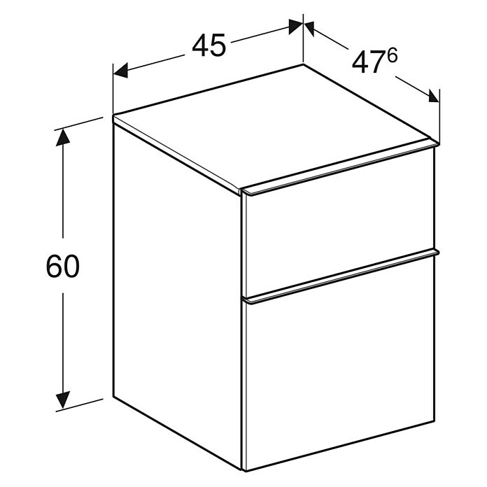 Geberit iCon Seitenschrank (45 x 47,6 x 60 cm, 2 Schubkästen, Eiche) | BAUHAUS