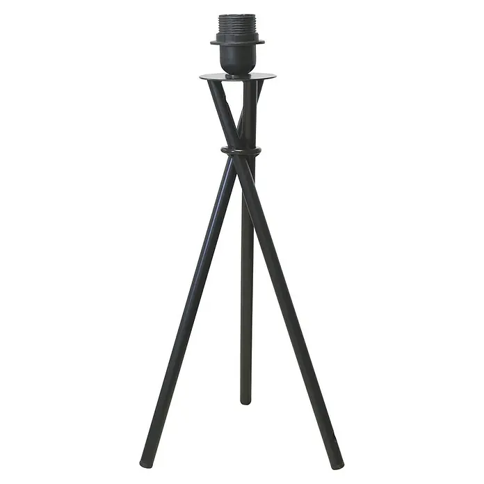Idp Lampshades Lámpara de sobremesa Trípode - 40 W, L x An x Al: 20 x 20 x 46 cm, Negro, E27 - Primer plano de un portalámparas con base trípode oscura, ideal para proyectos de lámparas personalizadas y soluciones de iluminación creativas.