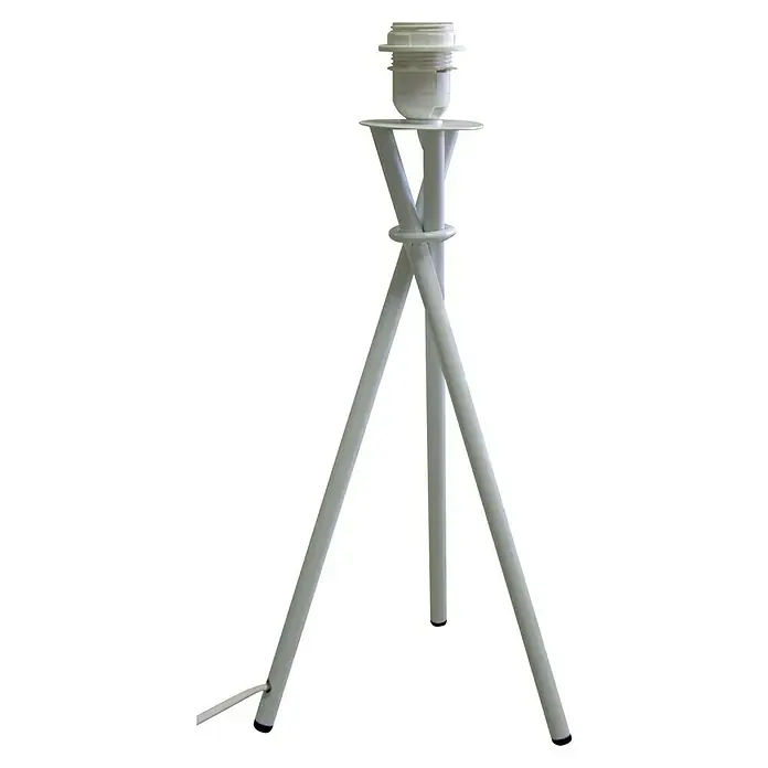 Idp Lampshades Lámpara de sobremesa Trípode - 40 W, L x An x Al: 20 x 20 x 46 cm, Blanco, E27 - Un primer plano de una lámpara de mesa de trípode blanca con un portalámparas, ideal para soluciones de iluminación elegantes.