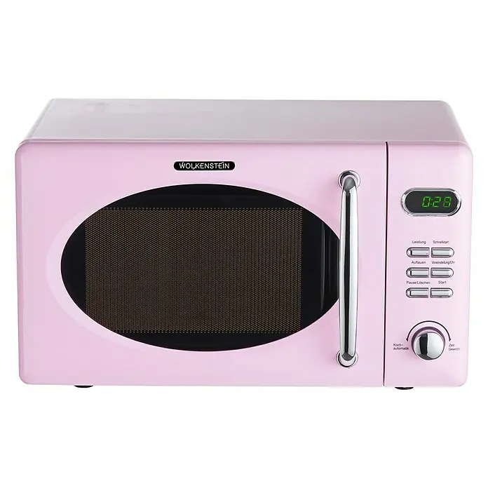 Wolkenstein Mikrowelle WMW 720 SP - Max. Leistung: 700 W, 20 l, Pink - Retro Mikrowelle in Rosa von Wolkenstein mit Drehknebel und Digitalanzeige. Stilvolles Design für jede Küche.