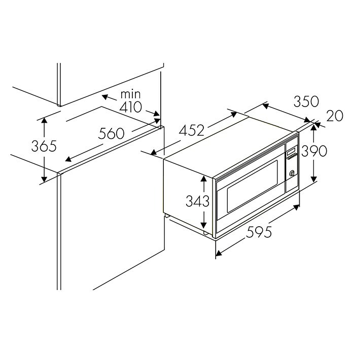 Wolkenstein Einbau-Mikrowelle WMW800-20GB (Max. Leistung: 800 W, 20 l, Schwarz) | BAUHAUS