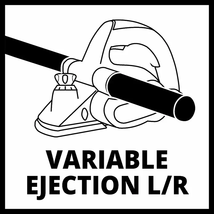 Einhell Expert Elektrohobel TE-PL 900 - 900 W, Hobeltiefe: 0 mm - 3 mm, Leerlaufdrehzahl: 15.000 U/min - Abbildung eines Produkts mit variabler Auswurfrichtung links/rechts.